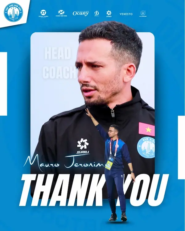 Vì sao CLB Nam Định bất ngờ chia tay HLV Mauro Jeronimo?